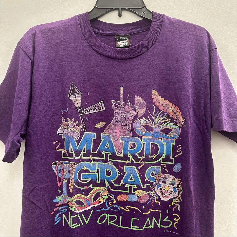 Vintage 1991 Mardi Gras Bourbon Street New Orleans T-shirt Single Stitch Size L